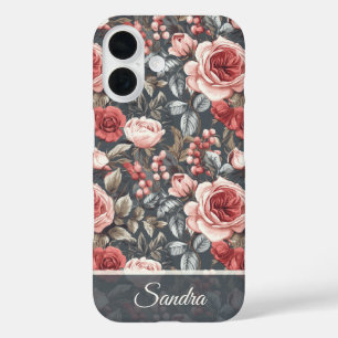 Minimalistische Mutter Geschenk Rose Blumen Name iPhone 16 Hülle