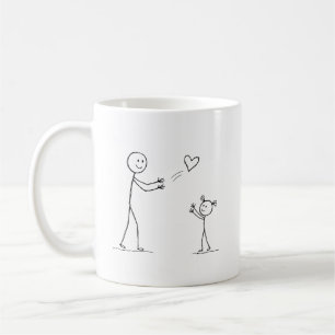 Minimalistische Mutter-Tochter-Stickfigur-Kunst Kaffeetasse