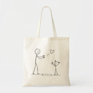 Minimalistische Mutter-Tochter-Stickfigur-Kunst Tragetasche