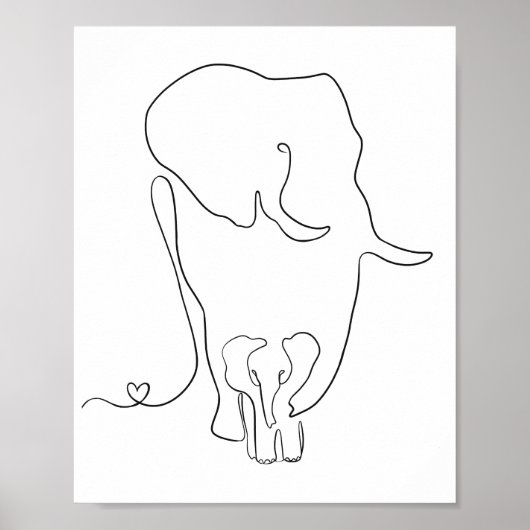 Minimalistische Mütter und Baby Elephant Kinderzim Poster (Vorne)