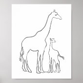 Minimalistische Mütter und Baby Giraffe Kinderzimm Poster (Vorne)