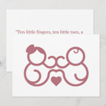 Minimalistische Mutter-und-Kind-Herzlinie Baby Sho