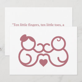 Minimalistische Mutter-und-Kind-Herzlinie Baby Sho Einladung