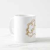 Minimalistische Mutter-und-Kind-Linienkunstgestalt Kaffeetasse (Vorderseite Links)