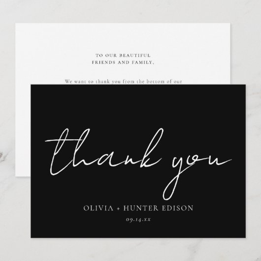 Minimalistische Nachrichtenkalligraphie Dankeschön Dankeskarte (Vorne/Hinten)