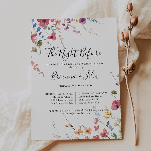 Minimalistische Nacht vor Probe Abendessen Einladung