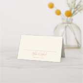 Minimalistische Namen Datum Foto Cream Hochzeit Platzkarte (Vorderseite)