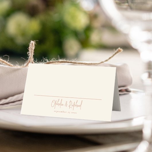 Minimalistische Namen Datum Foto Cream Hochzeit Platzkarte