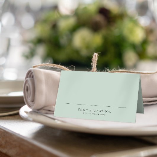 Minimalistische Namen Datum Grüne Hochzeit Platzkarte