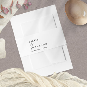 Minimalistische Namen Datum Schwarz-weiße Hochzeit Einladungsbanderole