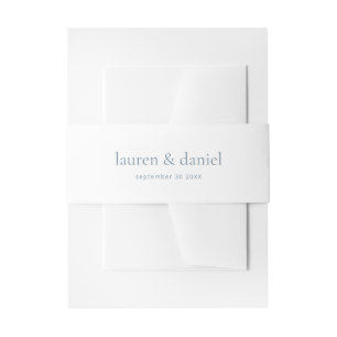 Minimalistische Namen Dusty Blue White Wedding Einladungsbanderole