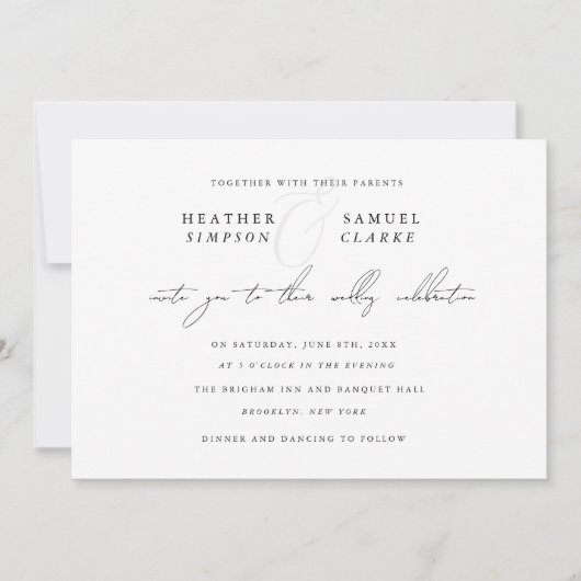 Minimalistische Namen Script Hochzeitseinladung Einladung (Vorderseite)