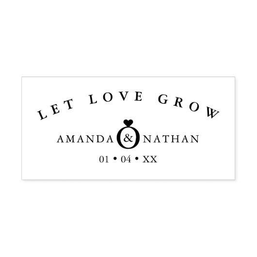 Minimalistische Namen und Datum des Hochzeitsrings Gummistempel (Prägung)
