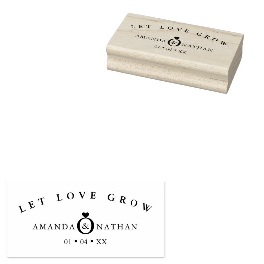 Minimalistische Namen und Datum des Hochzeitsrings Gummistempel (Stempel)