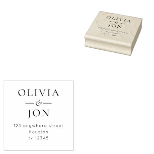 Minimalistische Namen und Rücksendeadresse Hochzei Gummistempel