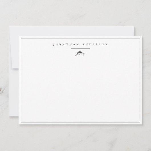 Minimalistische Nautic Swordfish Custom Note Card Mitteilungskarte (Vorderseite)