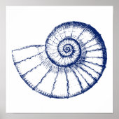 Minimalistische Nautilus-See-Muschel Poster (Vorne)