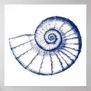 Minimalistische Nautilus-See-Muschel Poster