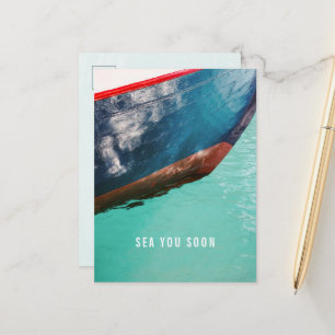 Minimalistische nautische abstrakte Boot See Sie b Postkarte