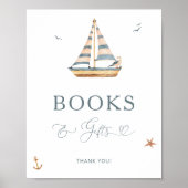 Minimalistische nautische Segelboote Bücher und Ge Poster (Vorne)