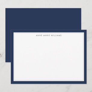 Minimalistische Navy-Blau-Zwei-Rahmen-Name-Notizka Mitteilungskarte