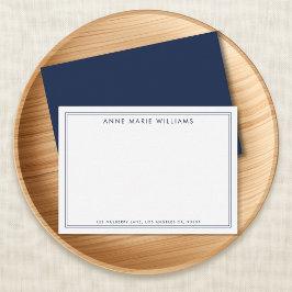 Minimalistische Navy-Blau-Zwei-Rahmen-Namens-Notiz Mitteilungskarte