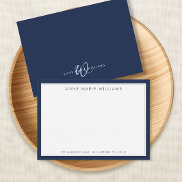 Minimalistische Navy-Blau-Zweirahmen-Name-Nachrich Mitteilungskarte