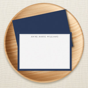 Minimalistische Navy-Blau-Zweirahmen-Name-Notizkar Mitteilungskarte