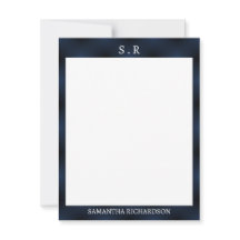 Minimalistische Navy Blue Border Monogram
