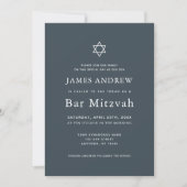Minimalistische Navy Blue & Gold Bar Mitzvah Einladung (Vorderseite)