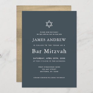 Minimalistische Navy Blue & Gold Bar Mitzvah Einladung