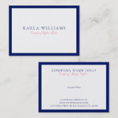 Minimalistische navy-Blue-Grenze auf Weiß Visitenkarte (Vorne/Hinten)