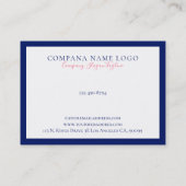 Minimalistische navy-Blue-Grenze auf Weiß Visitenkarte (Rückseite)
