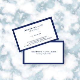 Minimalistische navy-Blue-Grenze auf Weiß Visitenkarte