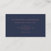 Minimalistische Navy Blue Logo Feminine Visitenkarte (Rückseite)