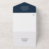 Minimalistische Navy Blue QR Code UAWG Wedding All In One Einladung (Außenbereich)