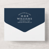 Minimalistische Navy Blue QR Code UAWG Wedding All In One Einladung (Rückseite)