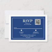 Minimalistische Navy Blue QR Code Wedding RSVP Car Karte (Vorderseite)