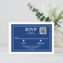Minimalistische Navy Blue QR Code Wedding RSVP Car