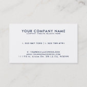 Minimalistische Navy Blue & White Template Visitenkarte (Rückseite)