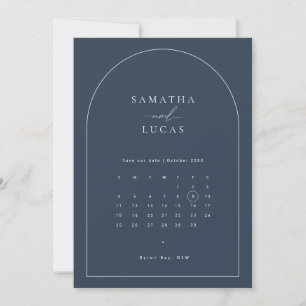 Minimalistische Navy-Bogen-Kalender Save-the-Date- Einladung