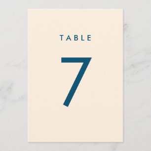 Minimalistische Navy & Ecru Tischnummer Card