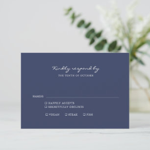 Minimalistische Navy-Script-Auswahl RSVP Karte