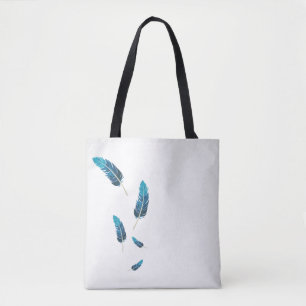Minimalistische Navy Teal Federn Tote Tasche