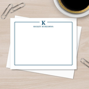 Minimalistische Navyblaue Zweirand-Stationery mit  Mitteilungskarte