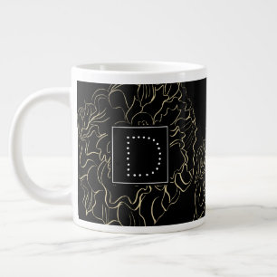 Minimalistische Nelken-Blumen-Handdrawn-Monogramm Jumbo-Tasse