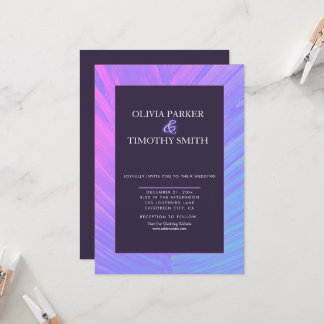 Minimalistische Neon Tropical Palm Wedding Einladung