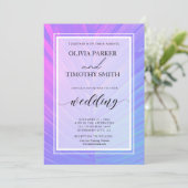 Minimalistische Neon Tropical Palm Wedding Einladung (Stehend Vorderseite)