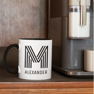 Minimalistische Neuheit-Streifen-Monogramm Tasse