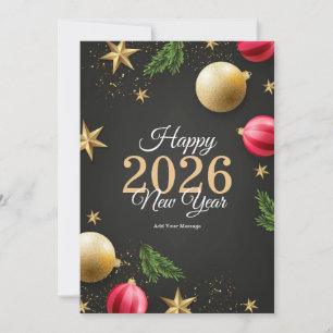 Minimalistische Neujahrs-Grußkarte 2026 Feiertag Einladung